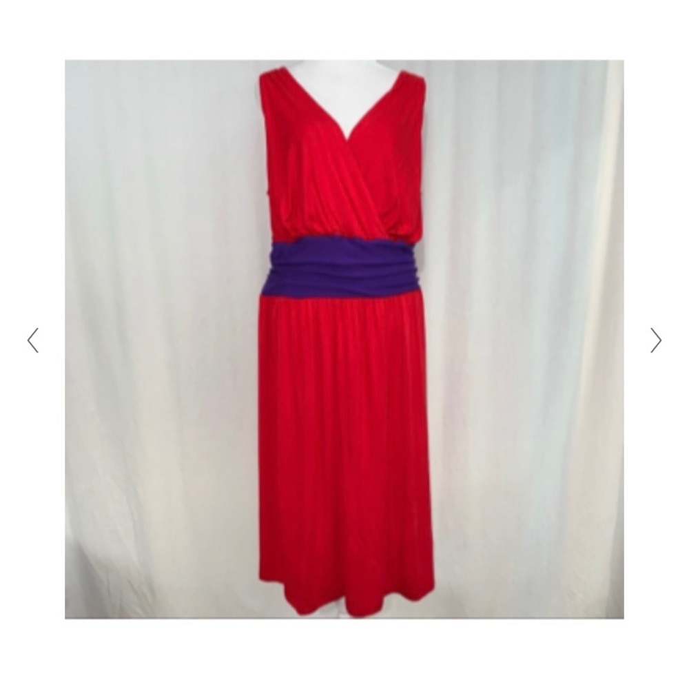 Lane Bryant Womens Red V-neck Sleeveless Long Dress Plus Size 26/28 NWT RN118641